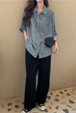 Short Sleeve Floral Pattern Blouse Shirt