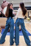 High Waist Vintage Cute Bow Back Style Long Jeans Pants