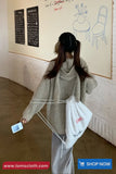 Long Sleeve Cute Rabbit Ears Hooded Knitted Cardigan Sweater