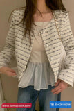 Long Sleeve Elegant Striped Tweed Jacket