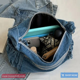 Casual Multi Pockets Denim Shoulder Bag