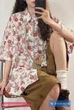 Short Sleeve Cute Floral Pattern Blouse Shirt