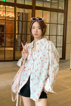 Long Sleeve Pink Floral Sweet Blouse Shirt