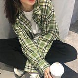 Long Sleeve Light Colors Plaid Blouse Shirts