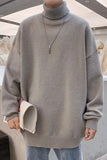Long Sleeve Loose Turtleneck Solid Men Sweater