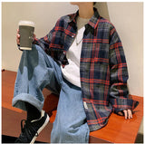 Long Sleeve Vintage Streetwear Plaid Shirts