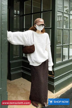 Vintage Polka Dots Pattern Long Brown Skirts
