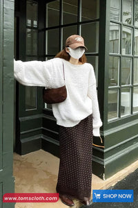 Vintage Polka Dots Pattern Long Brown Skirts
