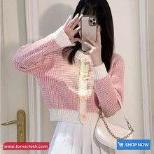 Long Sleeve Daisy Button O-Neck Knitted Cardigan Sweater