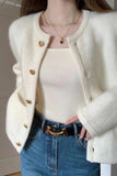 Long Sleeve O-Neck Knitted Basic Cardigan Sweater