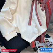 Long Sleeve Combined Irregular Style Striped Collar Sweatshirt