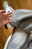 Retro Grey Washed Long Jeans Pants