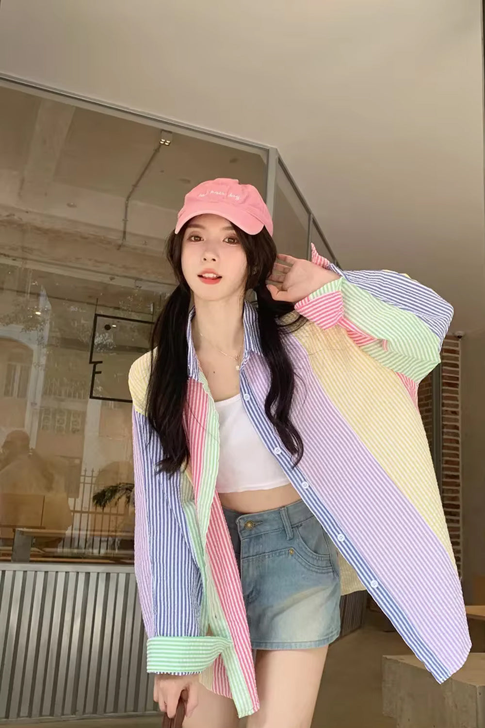 Long Sleeve Colorful Colors Striped Blouse Shirts