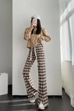 High Waist Elegant Argyle Pattern Flare Pants