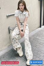 High Waist Light Contrast Camouflage Pattern Pants