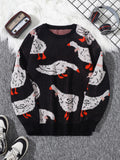Long Sleeve Goose Full Printed Casual Sweater