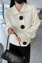 Big Button Lapel Collar Knitted Sweater