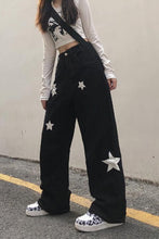 Retro Stars Pattern Black Jeans Pants