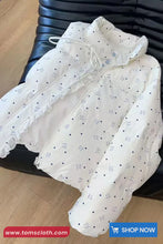 Loose Bow Printing Lace Drawstring Puffer Jacket