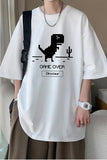 Loose Cute Dinosaur Short Sleeve Men Shirts