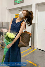 Backless Hollow Out Long Denim Dress