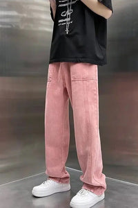 Loose Hip Hop Pink Men Jeans Pants