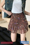 High Waist Floral Pattern Chiffon Mini Skirts