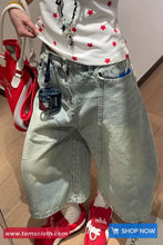 High Waist Retro Style Knee Length Jeans Pants