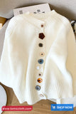 Long Sleeve Ornament Buttons Cropped Cardigan Sweater