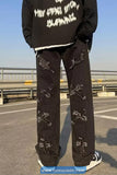 Cross Embroidered Hip Hop Jeans Pants