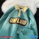 Vintage Turn Down Collar Unfluid Letter 90s Sweatshirt