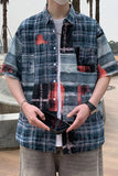 Retro Plaid Denim Shirt – Distressed Casual Streetwear Top