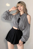 Long Sleeve Sexy Off Shoulder Cropped Sweatshirt