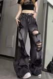 Loose Distressed Black Jeans Pants