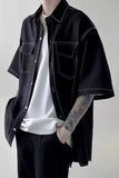 Short Sleeve Simple Blouse Men Shirt