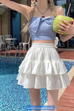 Elastic Waist A-Line Ruffles Mini Skirt