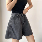 A-Line Washed Color Style Denim Shorts