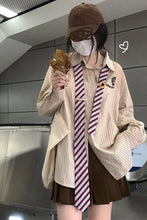 Long Sleeve Vintage Tie Striped Blouse Shirts