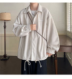 Loose Drawstring Zipper Corduroy Jacket