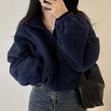 Loose Stand Collar Zipper Fleece Jacket