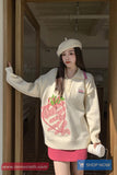 Long Sleeve Turn Down Collar Strawberry Pattern Sweater