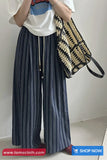 High Waist Elastic Striped Summer Loose Pants