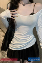 Long Sleeve U-Neck Sexy Shirt