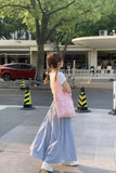 A-Line Blue Plaid Retro Long Skirts