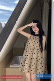 Loose Halter Retro Polka Dot Pattern Mini Dress