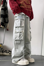 Cargo Multi Pockets Blue Denim Pants