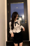 Long Sleeve Cute Bow Lace Blouse Shirt