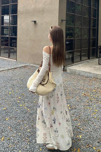 Loose Retro Floral Pattern Elegant Skirts