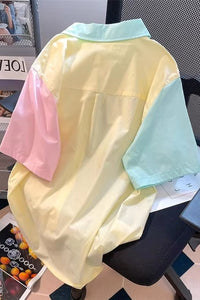 Short Sleeve Cute Pastel Colors Blouse Shirts