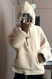 Loose Hooded Fluffy Sweatshirt